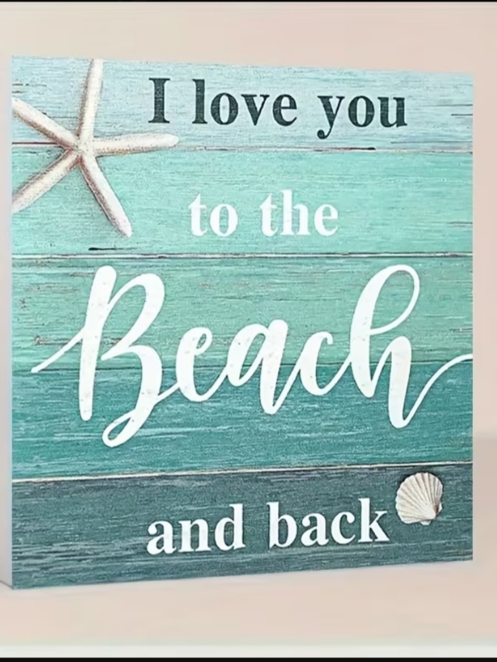 Coastal "I Love You to the Beach and Back" Decorative Block - Teal - Picture 3 of 6